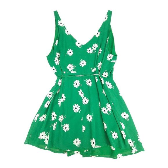 REFORMATION Anchorage Soft Girl Mini Wrap Dress Dazed Green Daisy Floral XL Y2k - Picture 4 of 5